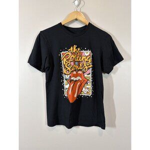 The Rolling Stones Black T-Shirt Size S Cotton Band Tee 2023 Tongue Logo